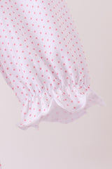 Pink dot turkey embroidery ruffle bubble