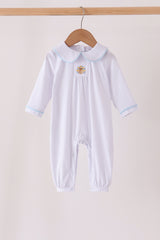 Blue dot turkey embroidery romper