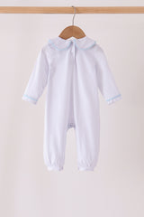 Blue dot turkey embroidery romper