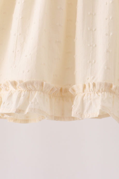 Beige turkey embroidery ruffle pants set