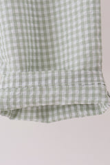 Green turkey embroidery gingham pants set