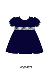 Navy plaid bow dress