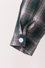 Green plaid button down shirt