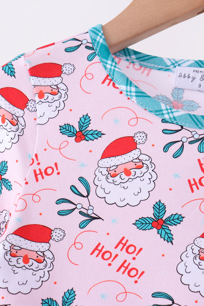 Pink santa holly ruffle dress