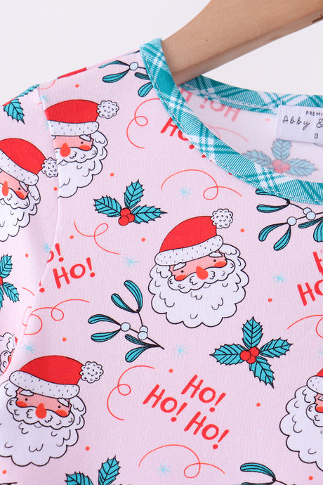 Pink santa holly ruffle dress
