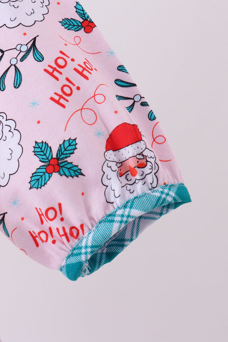 Pink santa holly ruffle dress