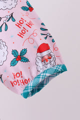 Pink santa holly ruffle dress