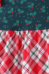 Forest holly plaid ruffle dress
