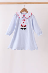 Blue christmas santa embroidery stripe dress