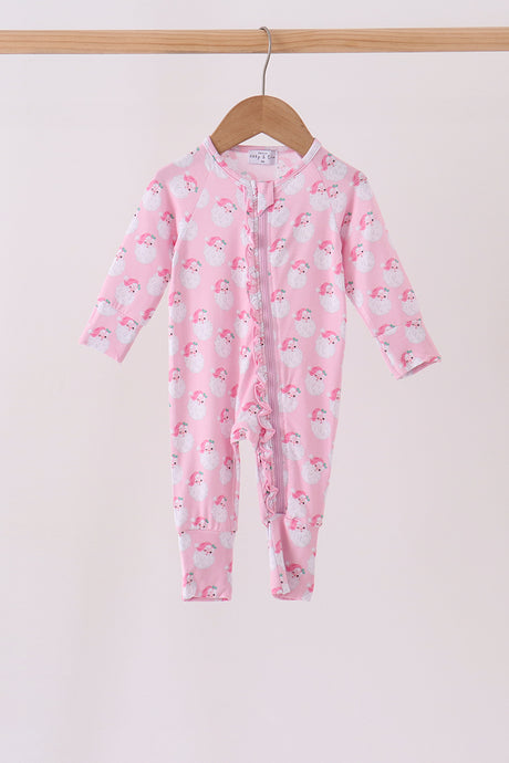 Pink christmas santa claus bamboo romper
