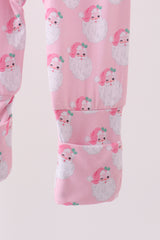 Pink christmas santa claus bamboo romper