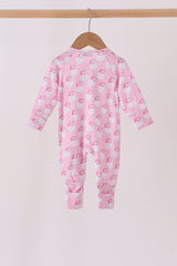 Pink christmas santa claus bamboo romper