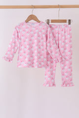 Pink santa claus bamboo pajama set