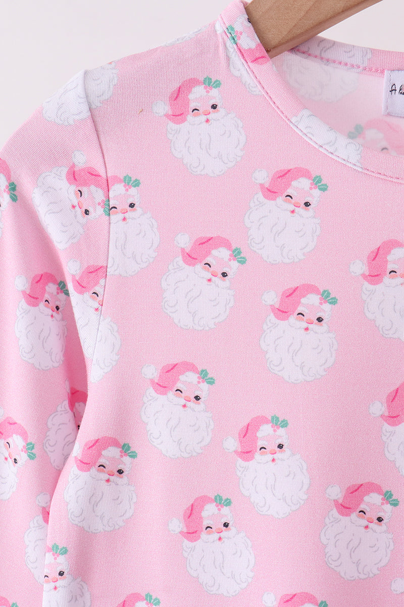 Pink santa claus bamboo pajama set