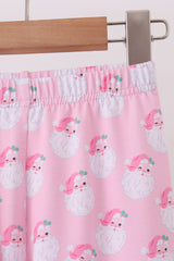 Pink santa claus bamboo pajama set