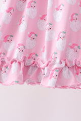 Pink santa claus bamboo ruffle pants set