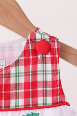 Red christmas tree truck embroidery plaid jonjon
