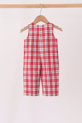 Red christmas tree truck embroidery plaid jonjon