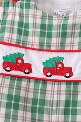 Green christmas tree truck embroidery plaid jonjon