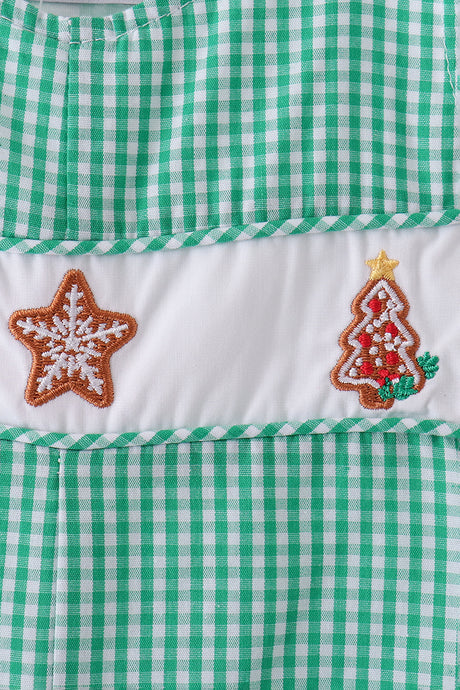 Green gingerbread embroidery gingham jonjon