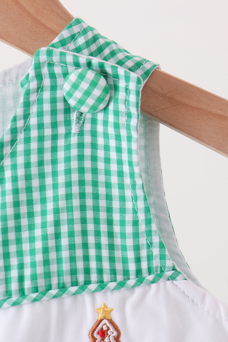 Green gingerbread embroidery gingham jonjon