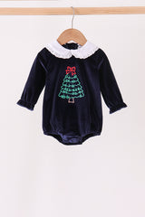 Navy christmas tree embroidery bubble