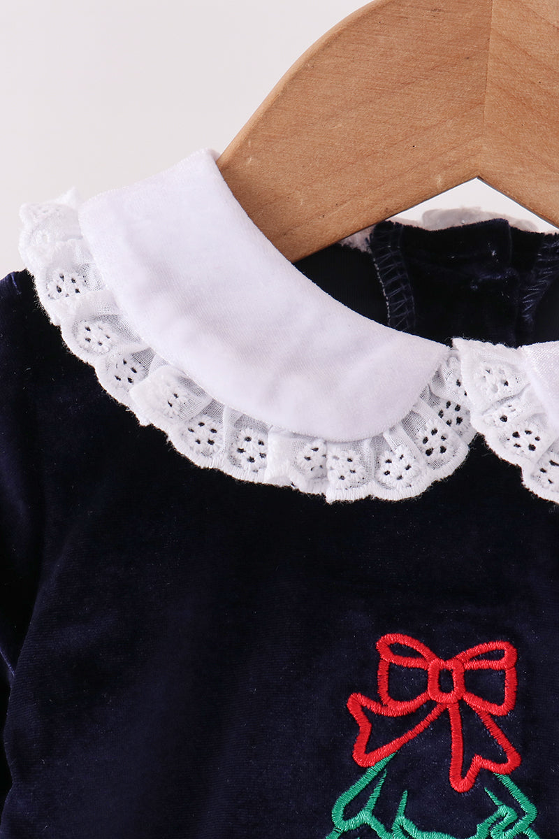 Navy christmas tree embroidery bubble