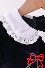 Navy christmas tree embroidery dress