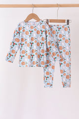 Blue milk cookie holly bamboo pajama set