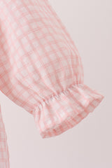 Pink candy cane holly embroidery plaid bubble