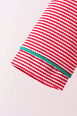 Red stripe christmas tree embroidery pants set
