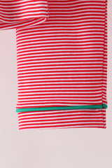 Red stripe christmas tree embroidery pants set