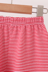 Red stripe christmas tree embroidery pants set