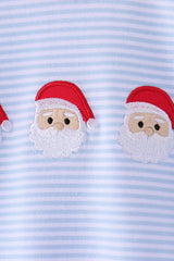 Blue stripe santa claus embroidery romper