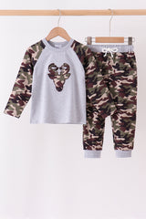 Camouflage deer embroidery pants set