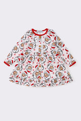 Red christmas santa print dress