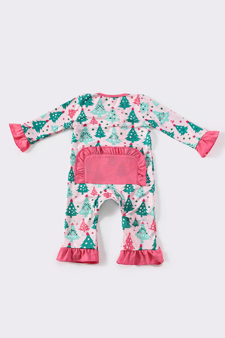 Christmas tree print girl romper