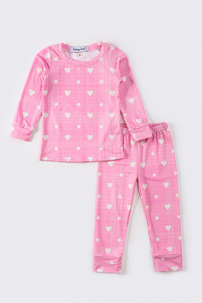 Pink valentine girl pajamas set