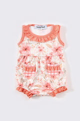 Coral floral print girl bubble