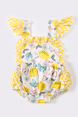 Yellow lemon print girl bubble