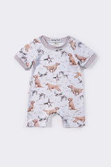 Dinosaur print boy romper