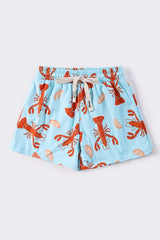 Lobster print boy swim trunks