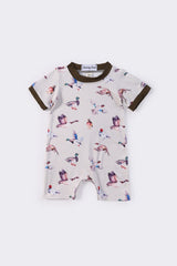 Duck print boy romper