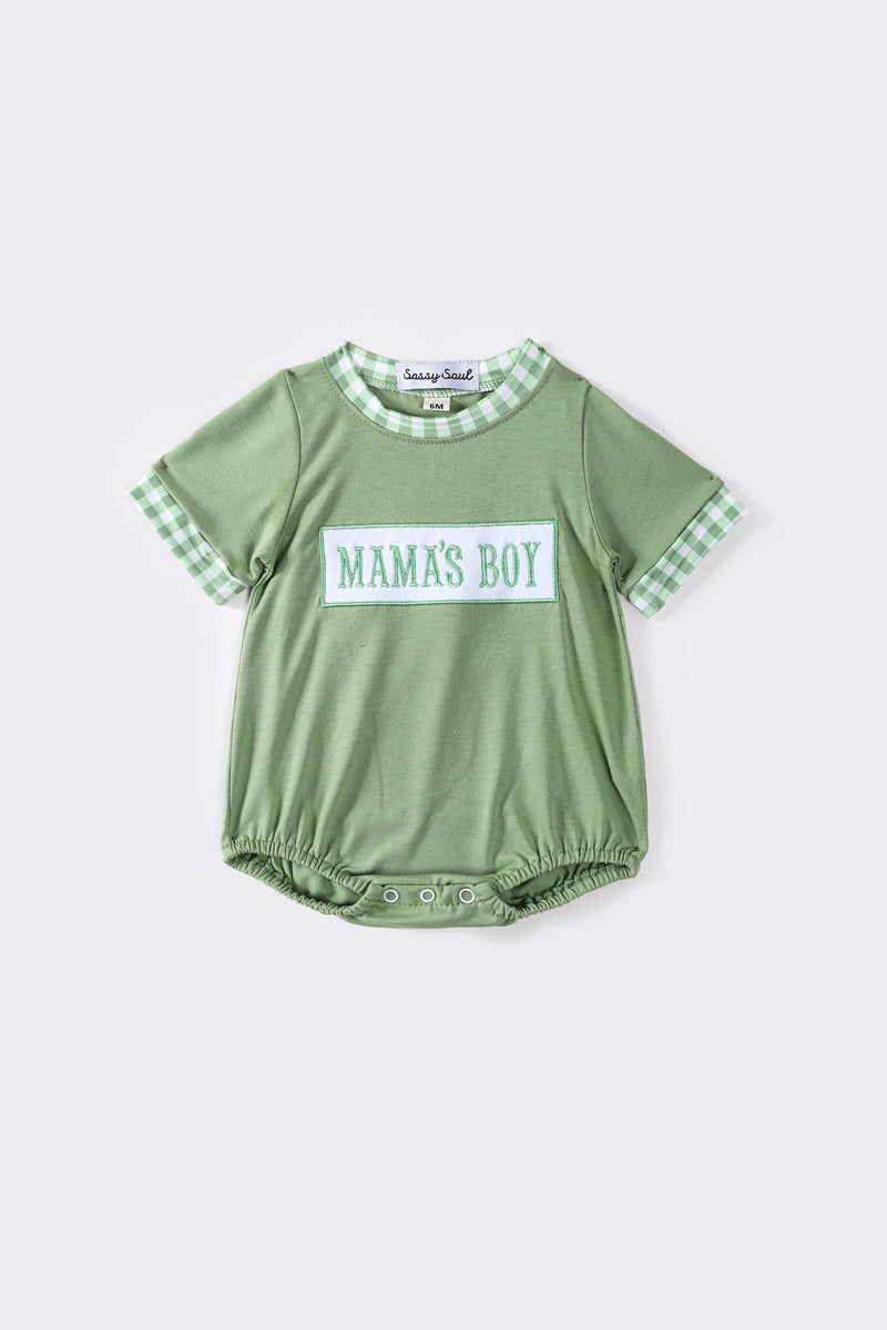 Green MAMA'S BOY embroidery bubble