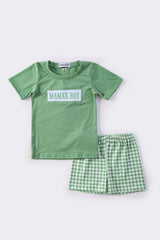 Green MAMA'S BOY embroidery set