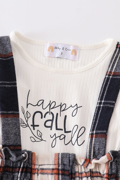 Happy fall yall plaid girl skirt set