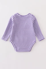 Purple stripe ghost pumpkin applique boy romper