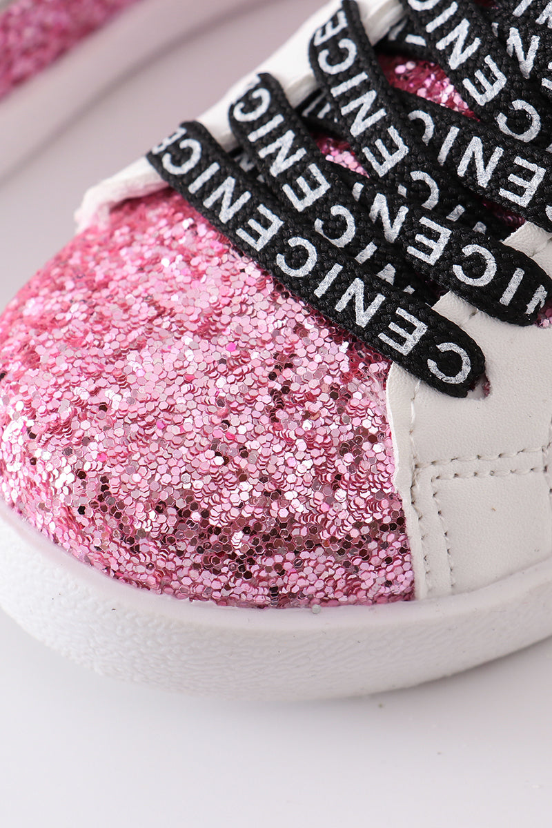 Hot pink star glitter sneaker (toddler to big kids)