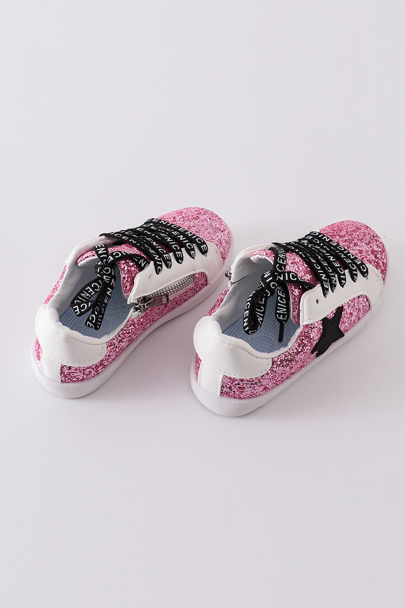 Hot pink star glitter sneaker (toddler to big kids)