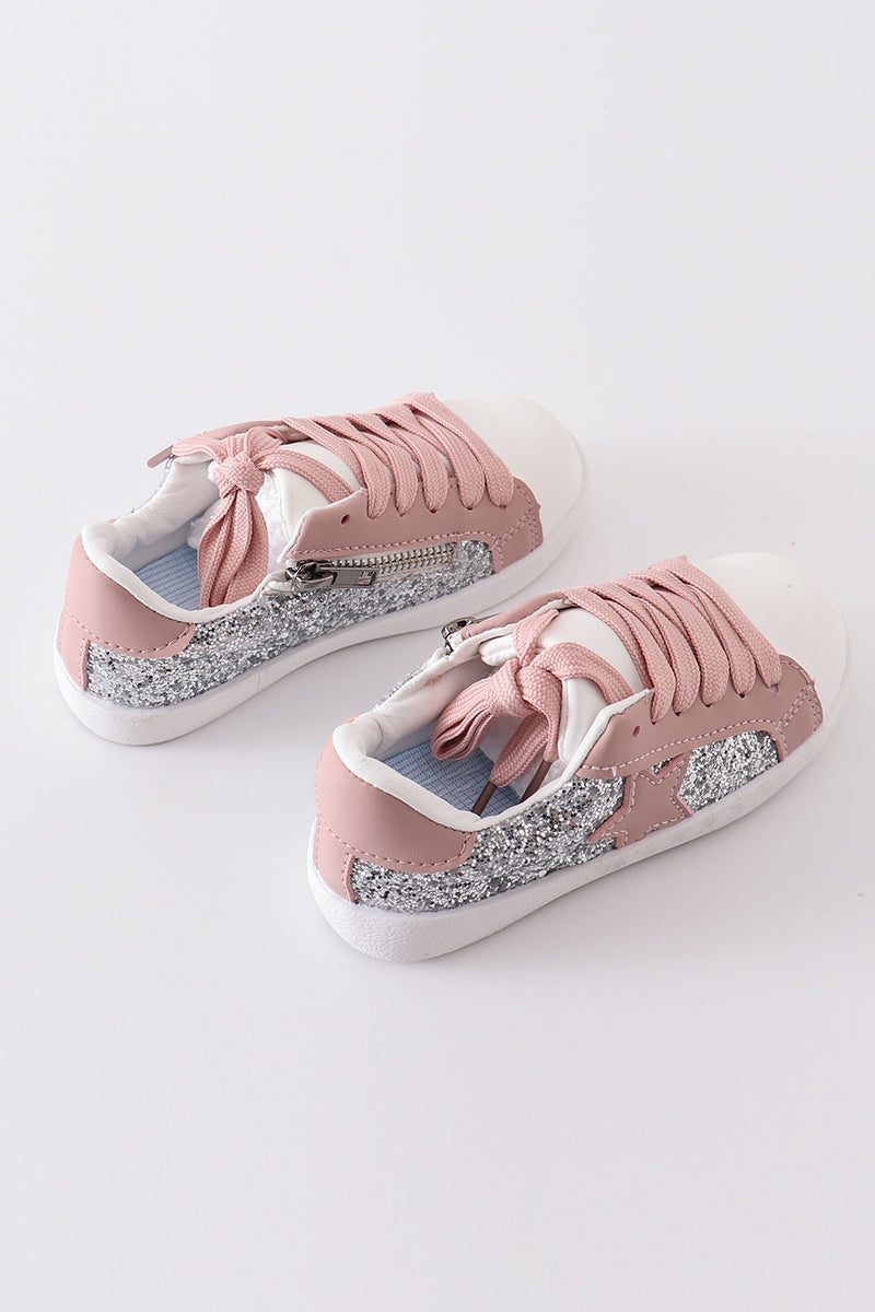 Pink star glitter sneaker (toddler to big kids)